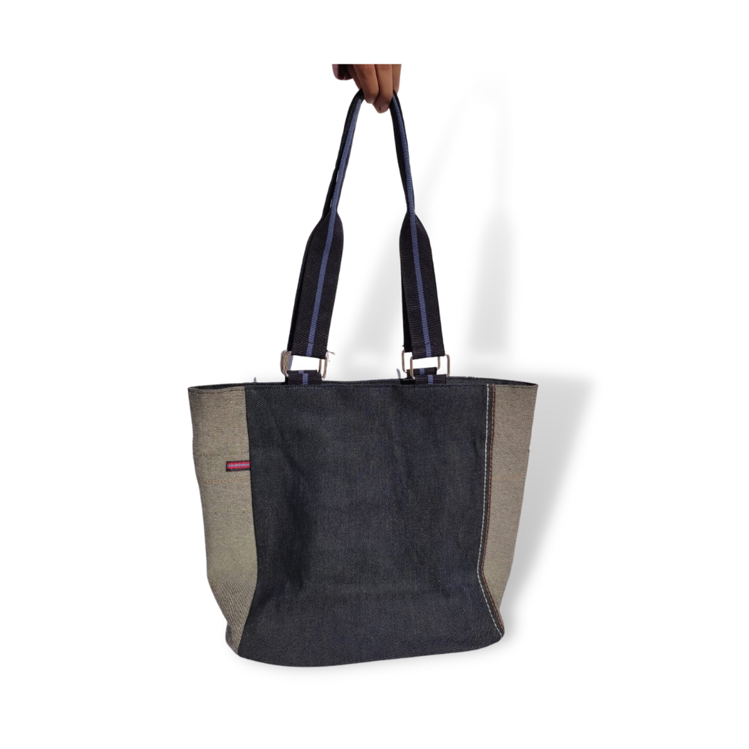 Branded Denim Shoulder Bag