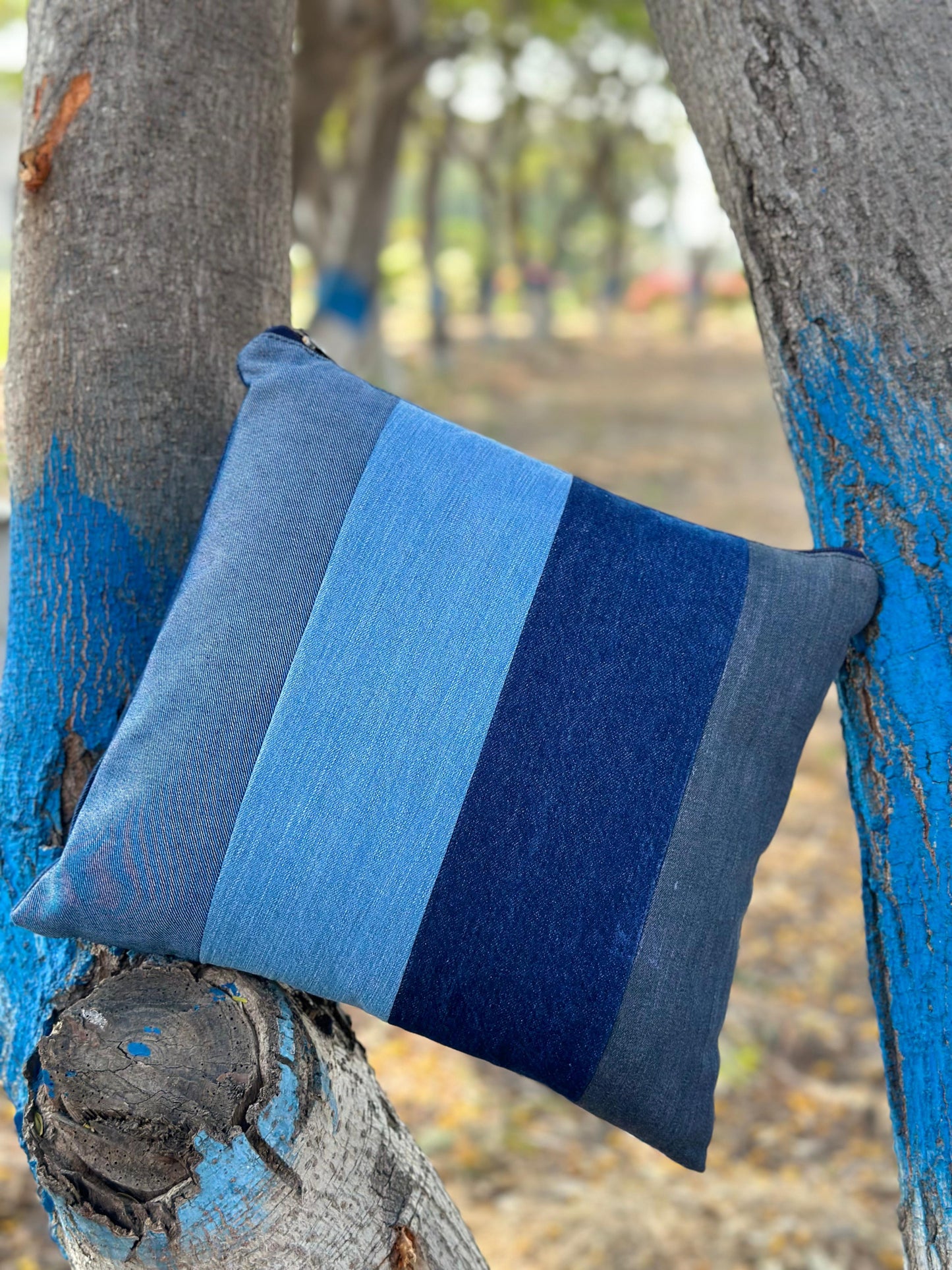 Upcycled Patchwork Denim Pillow Cover