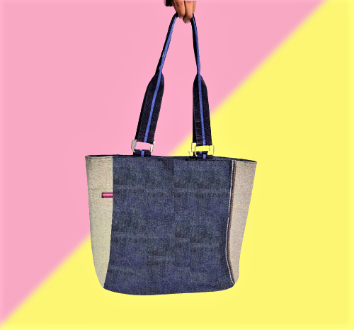 Branded Denim Shoulder Bag